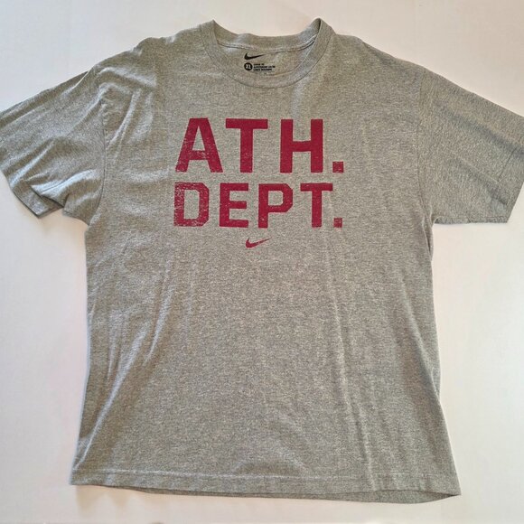 Nike ATH. DEPT. Loose Fit Graphic T-Shirt, XL, Heather Gray with Maroon Graphic - Picture 1 of 8